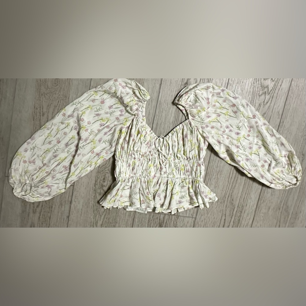 For Love And Lemons Floral Blouse With Bow Women’s Size Small